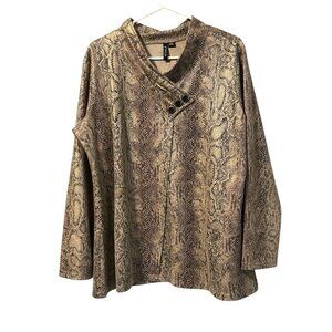 Ethyl Clothing Women Long Sleeve Blouse Size XL Snake Print Designer Career City
